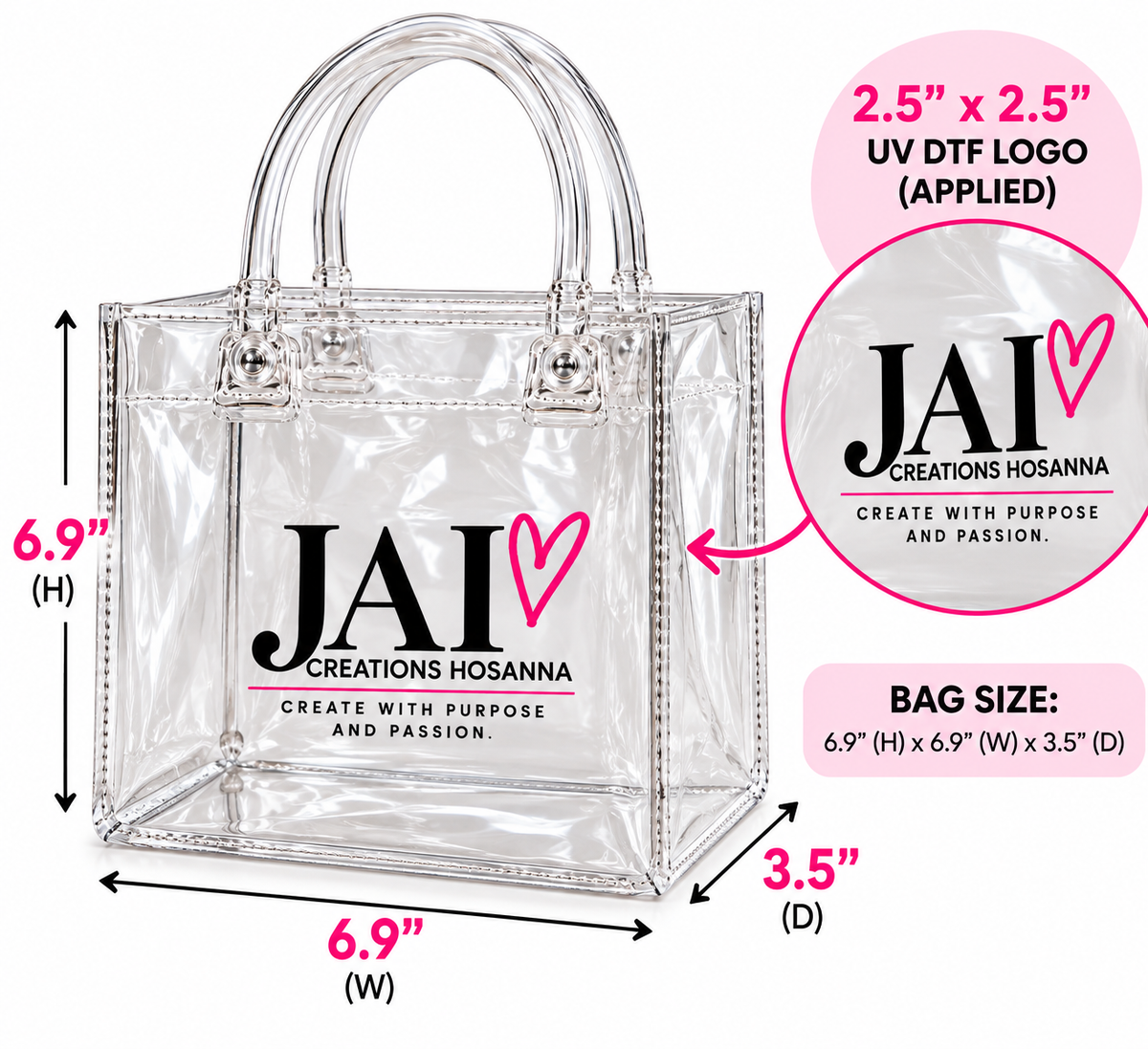 Custom Clear Gift Bags with UV DTF Logo (BULK)